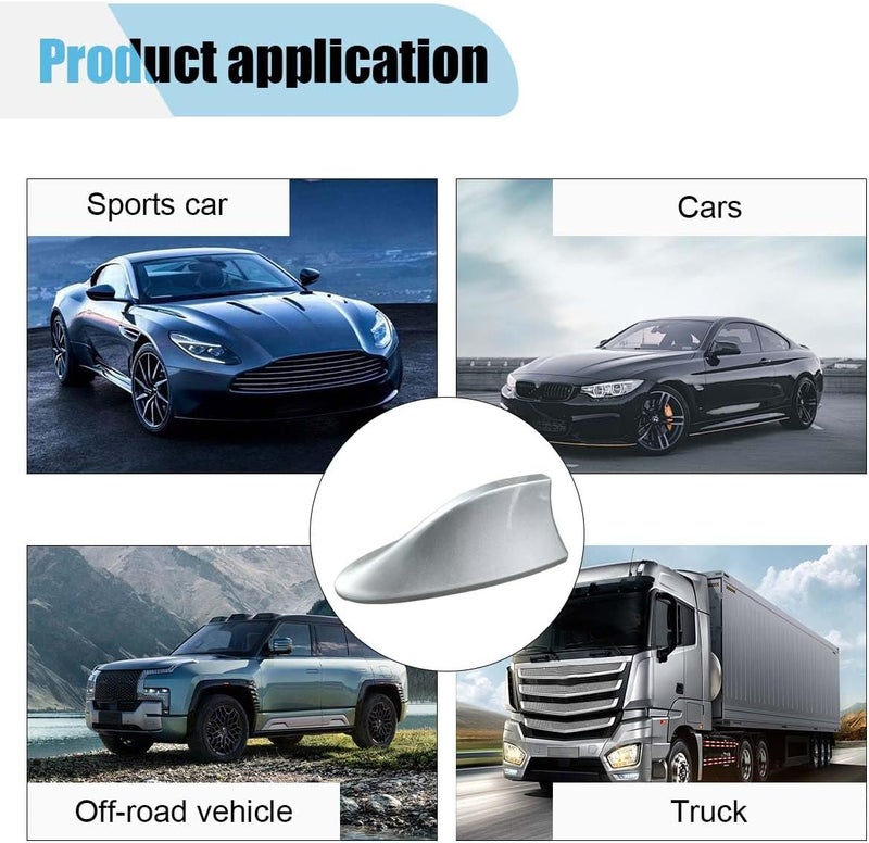 LHDOS Car Shark Fin Antenna Cover, Plastic Automotive Signal Roof Aerial Cover with Adhesive Tape, Universal Roof Mount Antenna Replacement Vehicle Decorative Cover for Car Truck SUV (Silver) - Image 5